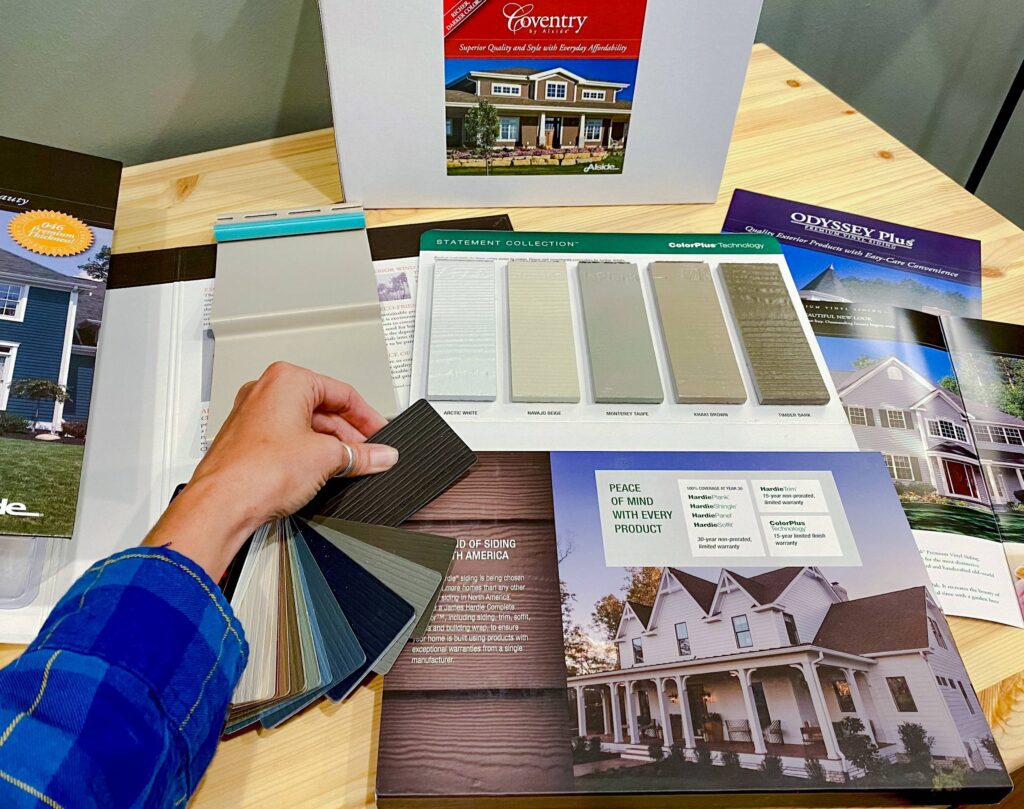 Siding color selection. Showing how the different materials with change the cost of your project.