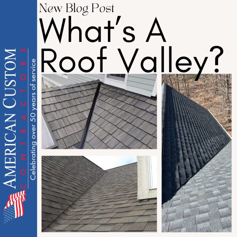 Collage of various roofing valleys showcasing open and closed valley designs, featured in the American Custom Contractors blog post, 'What’s a Roof Valley?' Learn about the importance of roof valleys in Takoma Park, MD, and explore different types for improved aesthetics, durability, and water management.