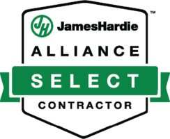 At American Custom Contractors we are members of the James Hardie Contractors Alliance. This is the green and gray logo that indicates that program.