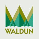 This Waldun Cedar logo in 2 different tones of green features what look like a large W with abstract looking tress in darker green. The text reads Waldun across the bottom.