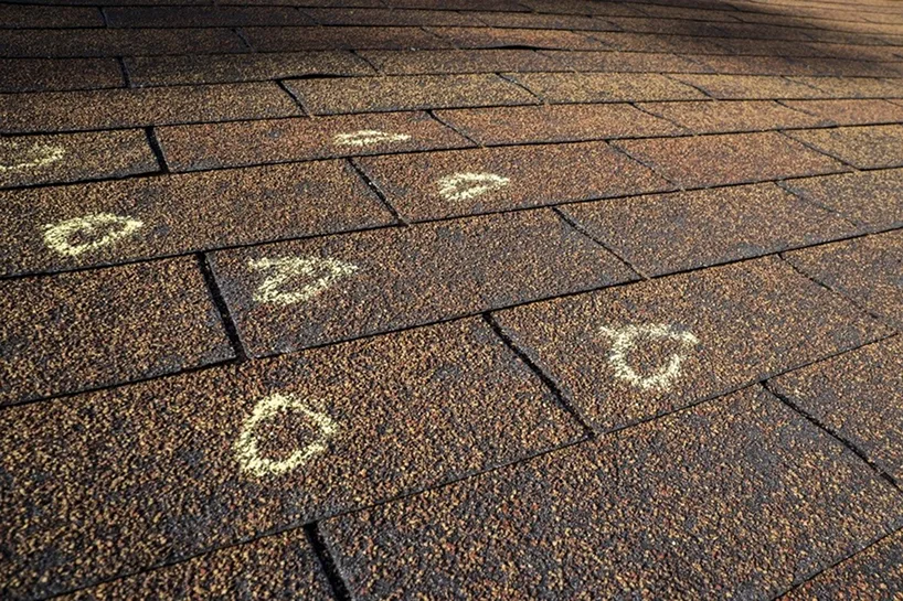 roof with circled marks