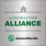 At American Custom Contractors we are members of the James Hardie Contractors Alliance. This is the green and gray logo that indicates that program.