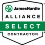 At American Custom Contractors we are members of the James Hardie Contractors Alliance. This is the green and gray logo that indicates that program.